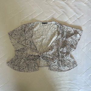 Black and White Tie-Front Crop Top